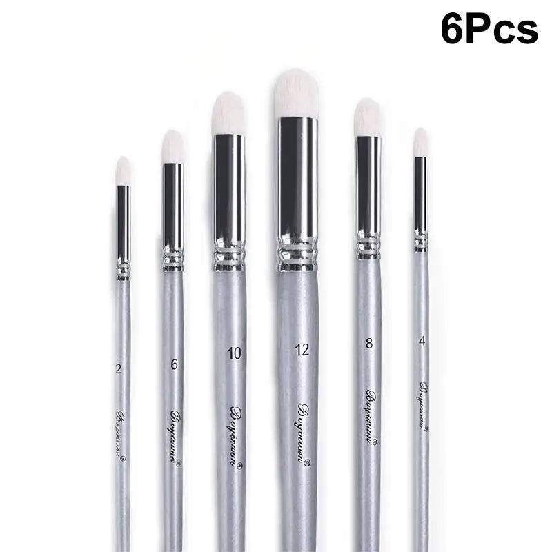 Nylon Miniature Dry Brush Set | Detail Art & Model Painting Miniature Paint Brush Set QXL 6Pcs Silver