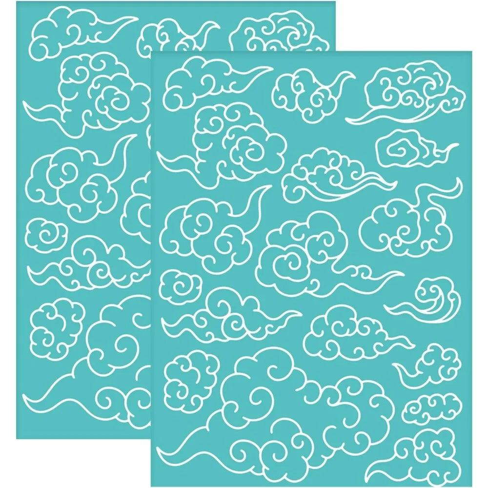 Cloud Pattern Silk Screen Stencil Self-Adhesive 2-Pack Screen Printing Stencil QXL