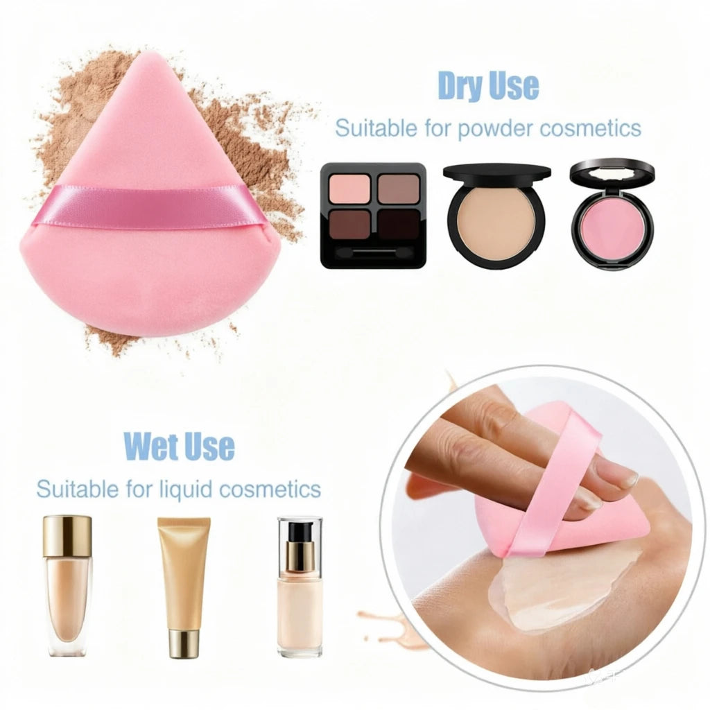 Pink Velvet Triangle Makeup Sponge | Foundation & Powder Puff Makeup Sponge Puff QXL