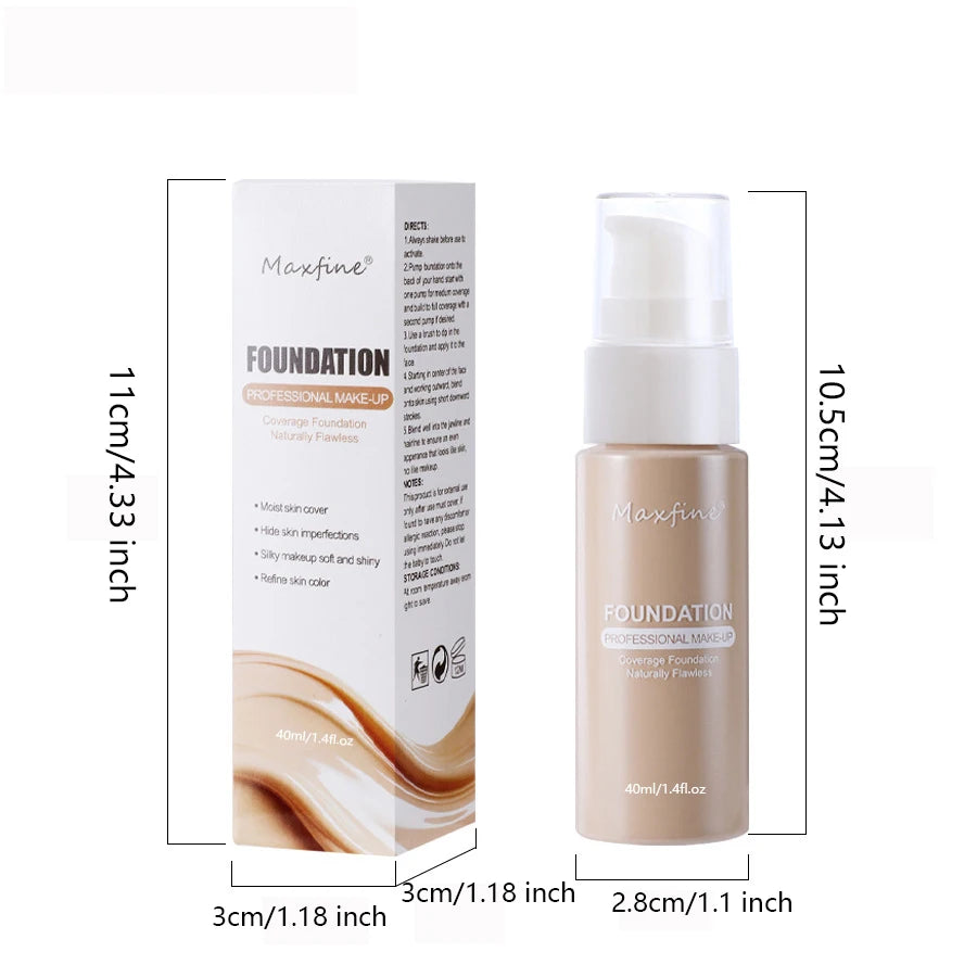 MAXFINE 12-Shade Liquid Foundation | Full Coverage, Long-Lasting Liquid Foundation QXL