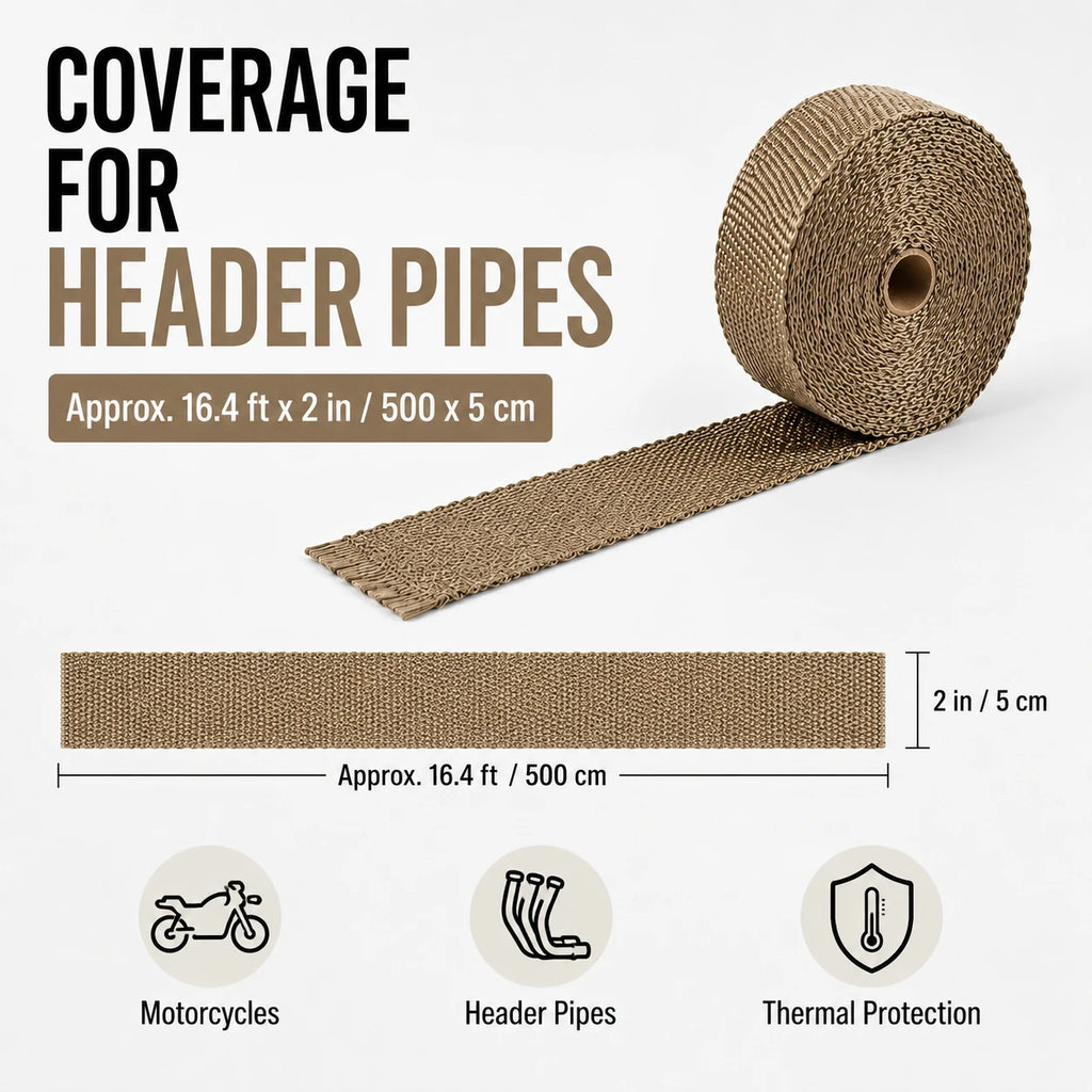5M Fiberglass Exhaust Heat Wrap Tape | Motorcycle & Car Headers Exhaust Heat Wrap QXL