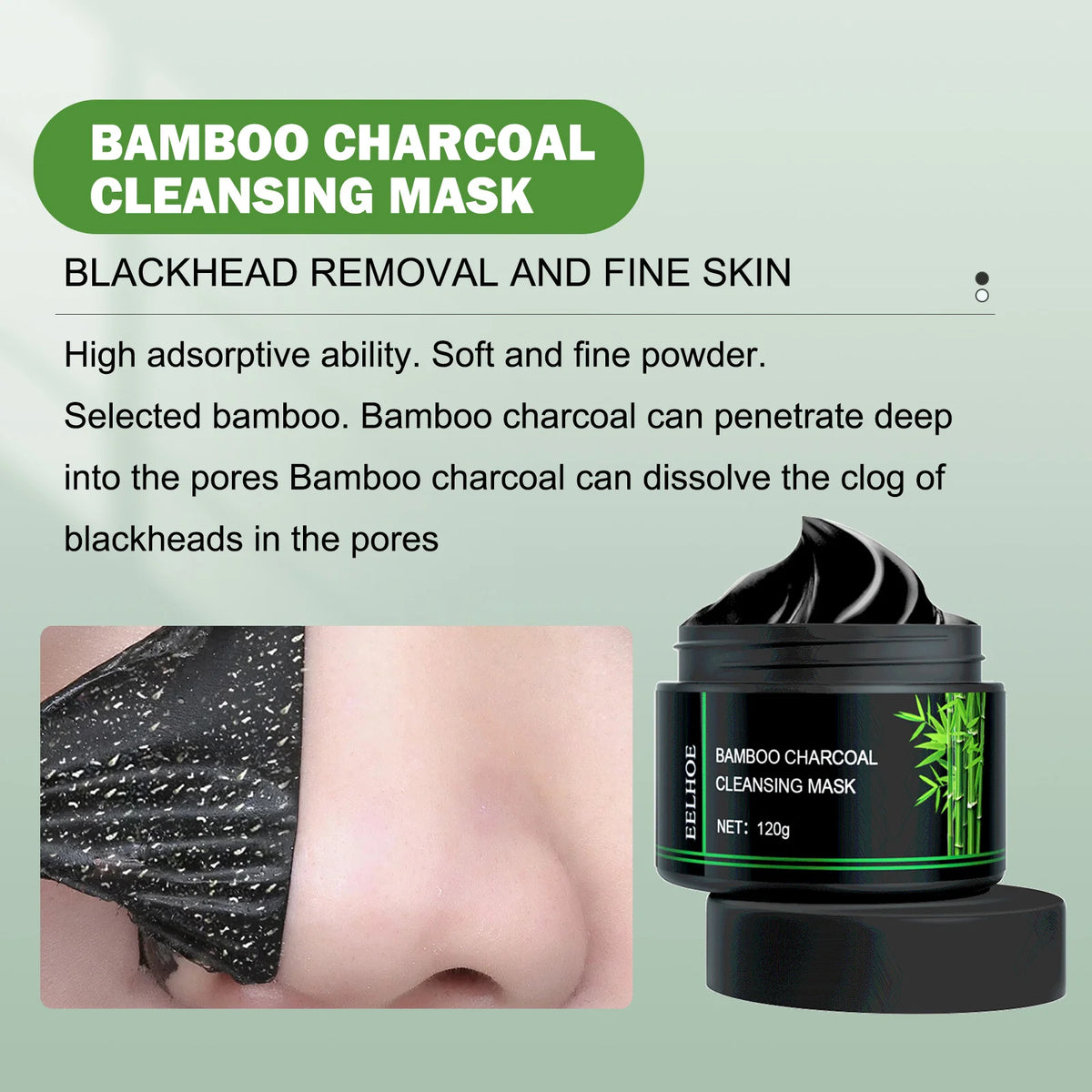 Eelhoe Bamboo Charcoal Peel-Off Mask | Deep Cleanse 120g Peel-Off Face Mask QXL