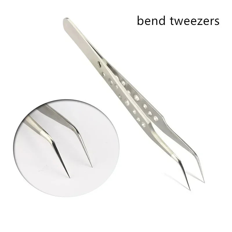 Professional Eyelash Extension Tweezers – Stainless Steel Set Lash Extension Tweezers QXL Bend Tweezer