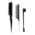 3-Piece Hair Comb Set – Teasing Brush, Edge Comb & Rat Tail Hair Comb Set QXL M235 black