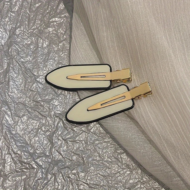 Metal Duck Bill Hair Clips | Traceless Side Bang Clips 2-Pack Hair Clip Barrette QXL beige