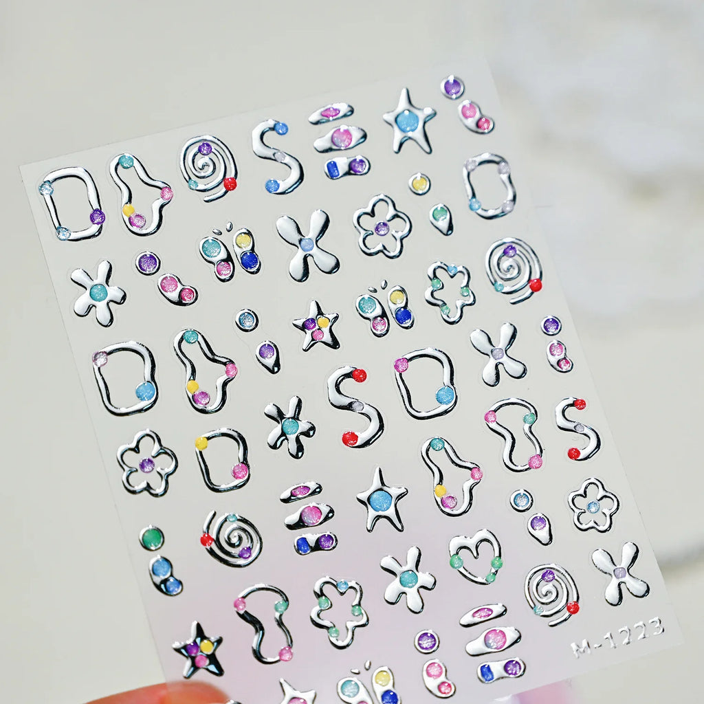 5D Lace Flower Nail Stickers | Crystal Diamond Pearl Decals Nail Art Stickers QXL M-1223