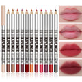12-Pack Waterproof Matte Lip Liner Pencils | Wood Contour Set Lip Liner Set QXL 1