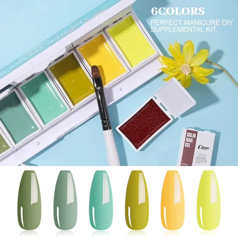 VERONNI 6-Color Solid Cream Gel Nail Polish Palette Kit Solid Gel Nail Polish QXL