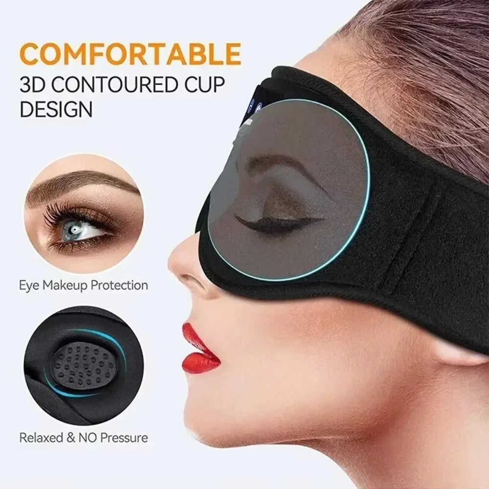 Bluetooth 5.0 Sleep Eye Mask Headphones | Soft Fleece Headband Bluetooth Sleep Headphones QXL