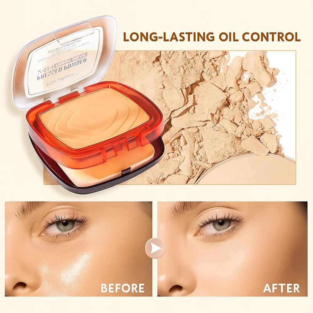 Matte Pressed Powder Foundation | 24H Oil Control Full Coverage Pressed Powder Foundation QXL