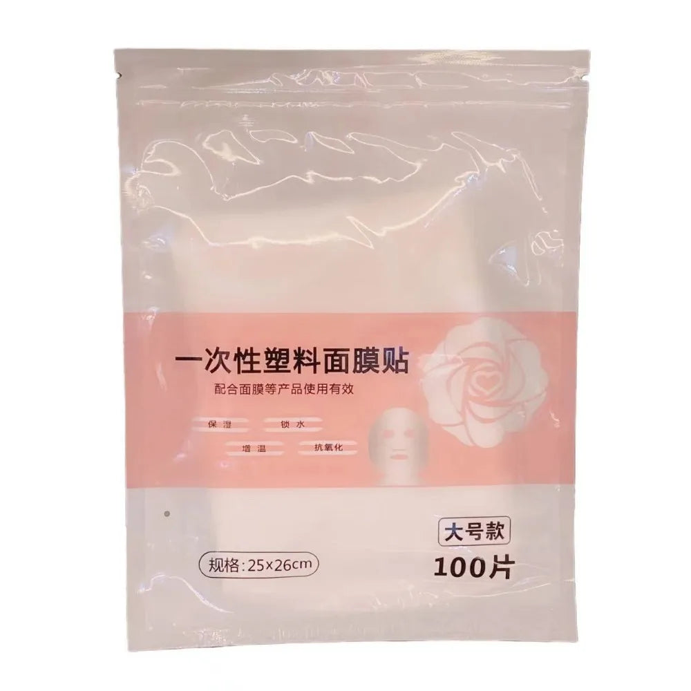 100-Pack Disposable PE Face & Neck Mask Wrap Film | Skincare Face Mask Wrap Film QXL