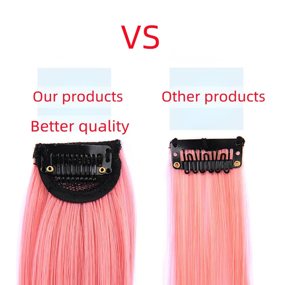 60cm Clip-In Synthetic Hair Extension | Long Straight Hairpiece Clip-In Hair Extension QXL