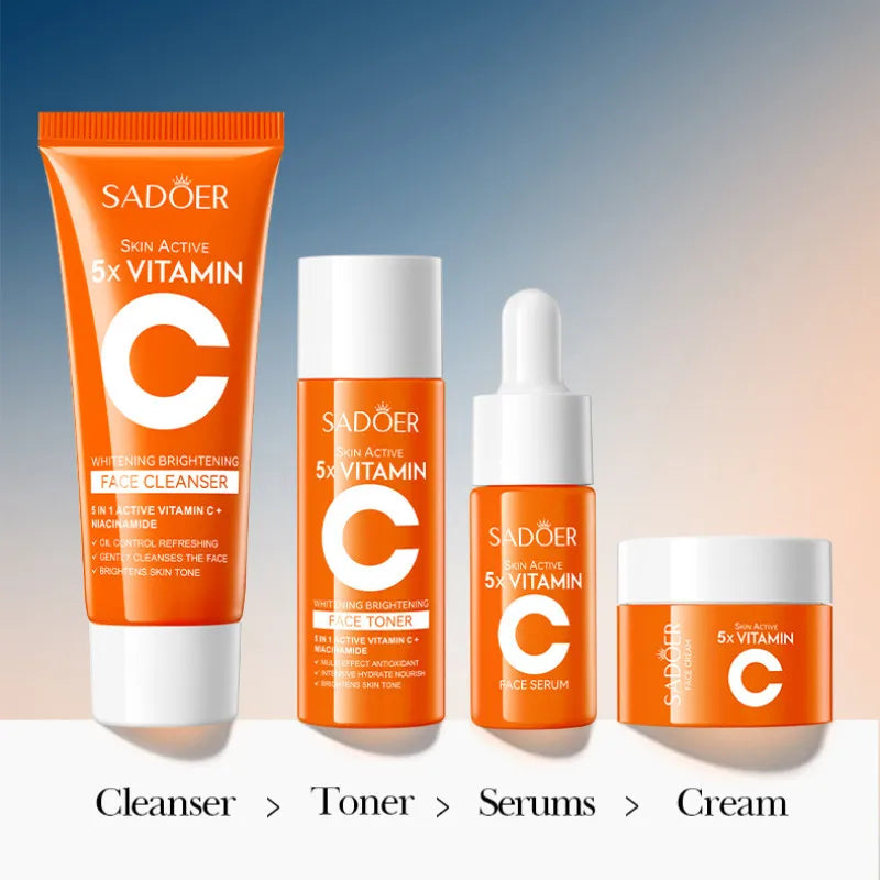 SADOER 5x Vitamin C 4-Piece Travel Skincare Set Vitamin C Skincare Set QXL