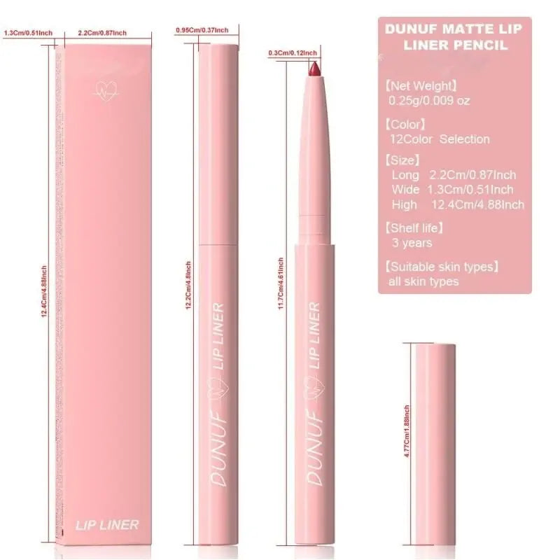 12-Color Waterproof Matte Lip Liner Set | Long-Lasting Lip Liner Pencil QXL