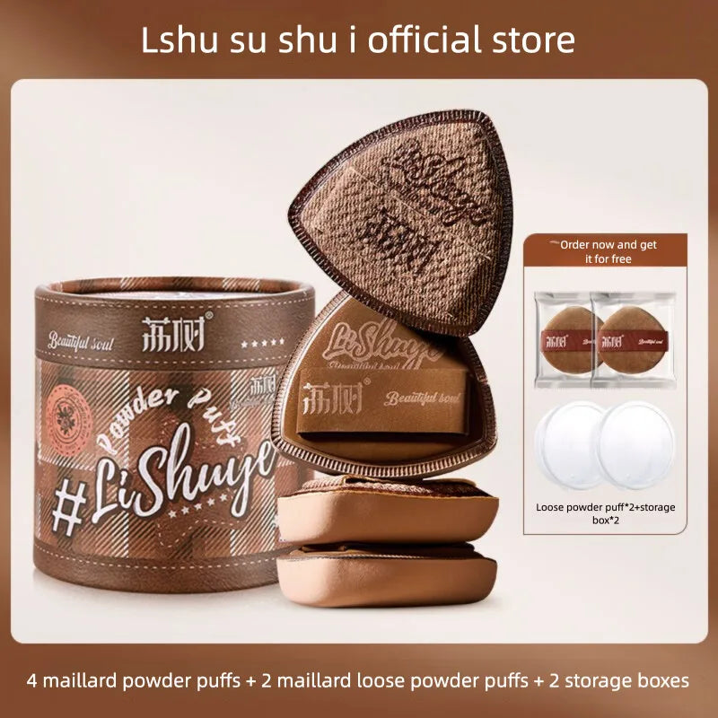 Maillard Suede Powder Puff 2-Pack | Dry & Wet Cushion Sponge Makeup Sponge Puff QXL 4 pieces