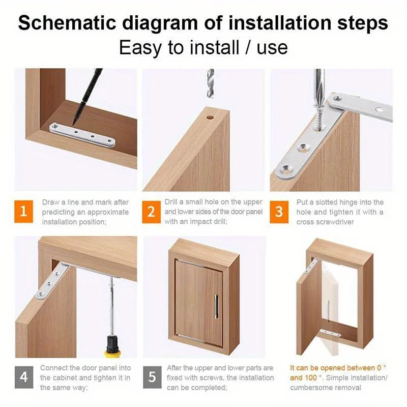 5-Pack Stainless Steel Hidden Cabinet Door Hinges | Home DIY Cabinet Door Hinge QXL
