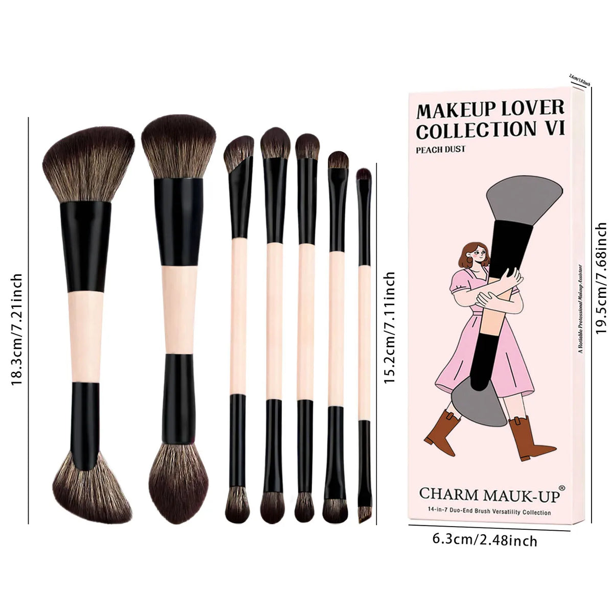 7-Piece Makeup Brush Set | Contour, Blush & Eyeshadow Makeup Brush Set QXL