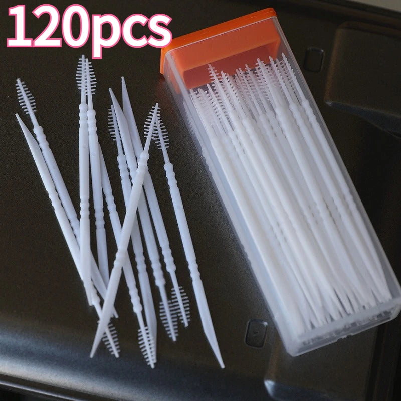 120-Pack Disposable Double-Ended Dental Picks | Tooth Cleaners Disposable Dental Picks QXL WHITE 120pcs