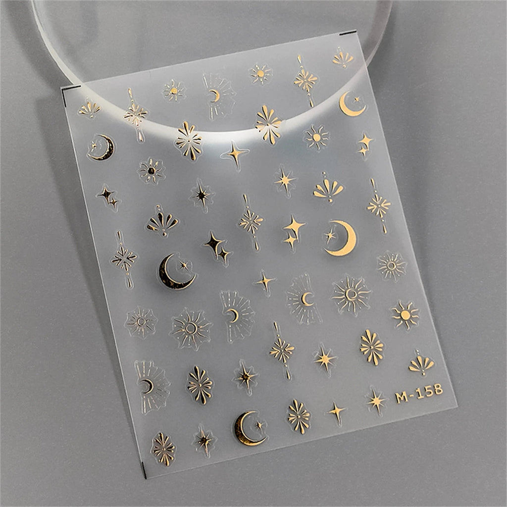 5D Star & Moon Nail Art Stickers | Laser Slider Decals Nail Art Stickers QXL 1pcs