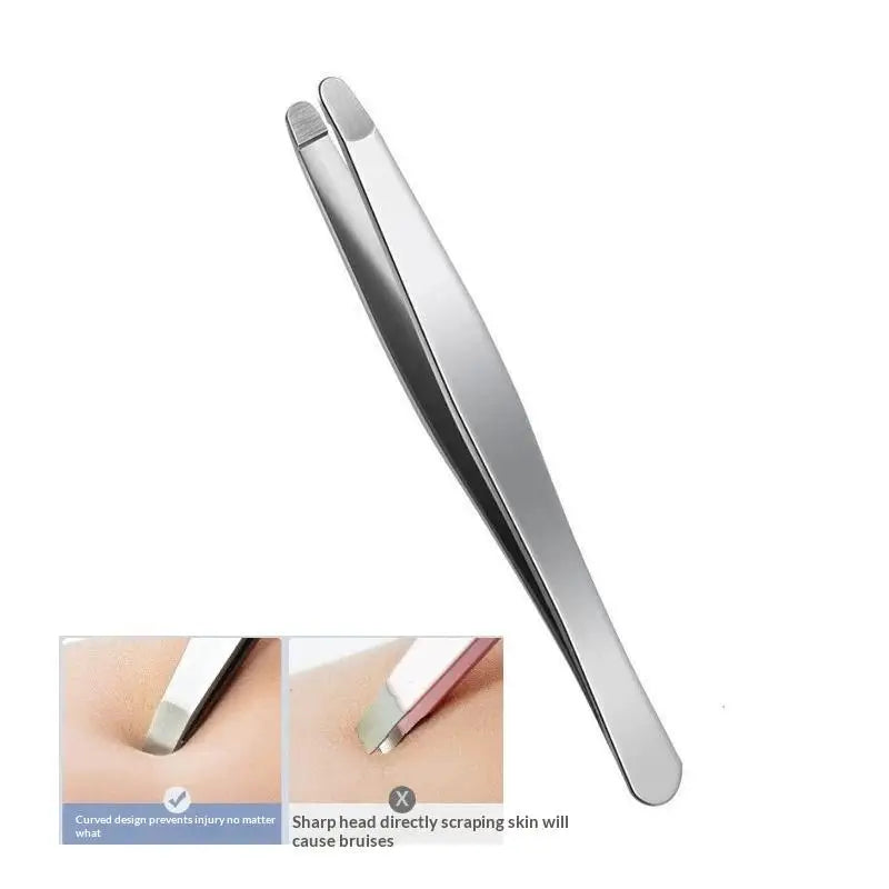 Rounded-Tip Stainless Steel Eyebrow Tweezers | Precise Grooming Eyebrow Tweezers QXL