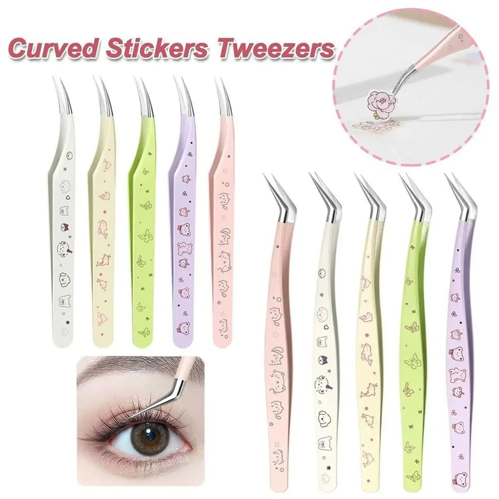 Stainless Steel Lash Tweezers Anti-Static + Leather Case Lash Extension Tweezers QXL