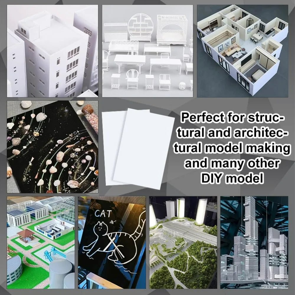 12-Pack White ABS Plastic Sheets 5.9x3.9" 0.5mm | DIY Panels ABS Plastic Sheet QXL