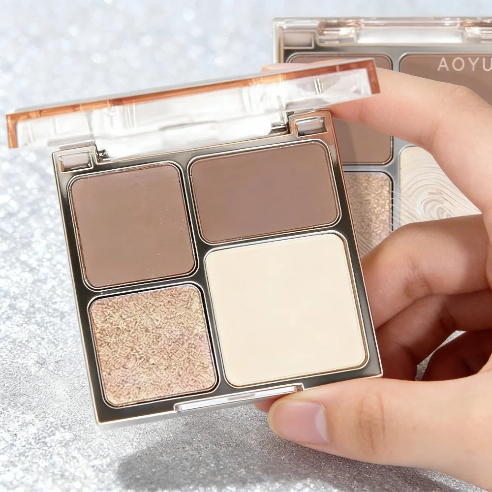 4-Color Highlighter & Contour Palette | 3D Matte Face Sculpting Highlighter Contour Palette QXL