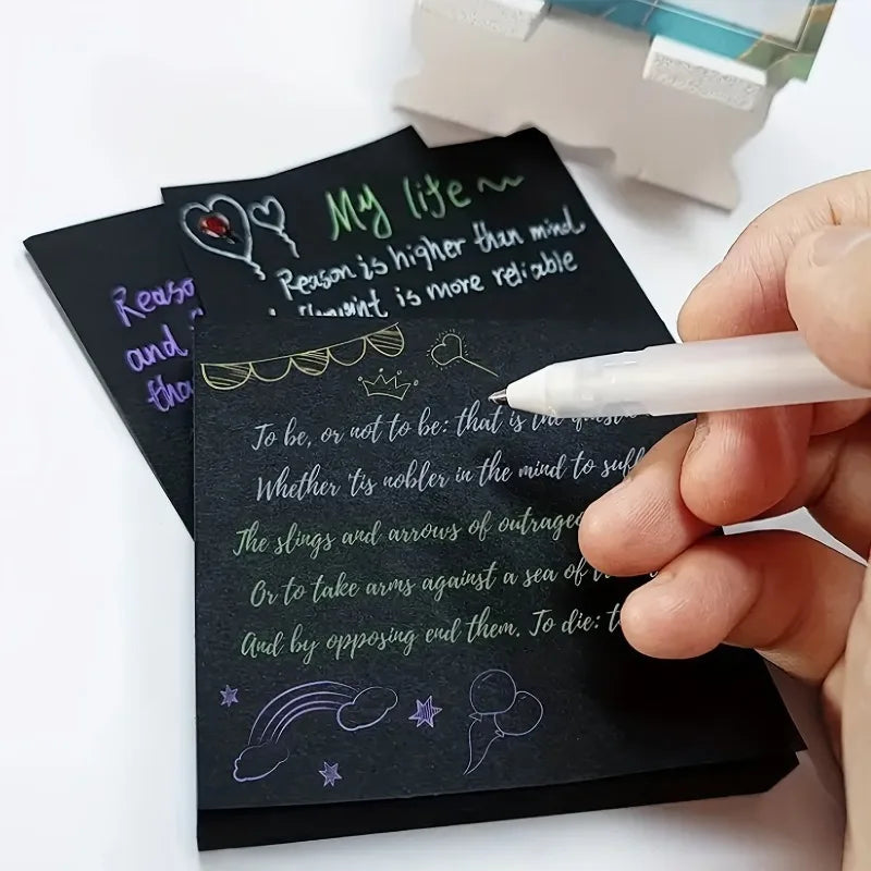 Black Self-Adhesive Sticky Notes Pad | Office & Study Use Sticky Notes Pad QXL