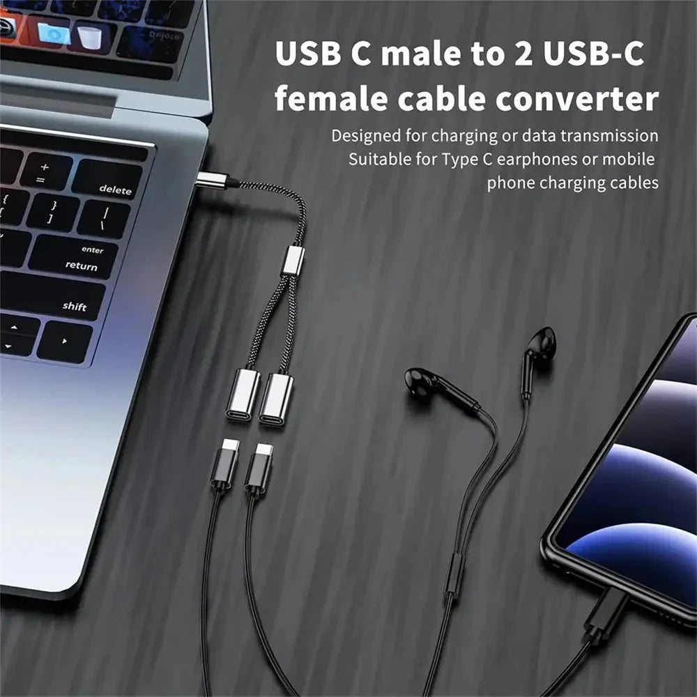 4-Port USB-C Hub Splitter | USB 3.0 OTG Adapter for Laptop USB-C Hub QXL