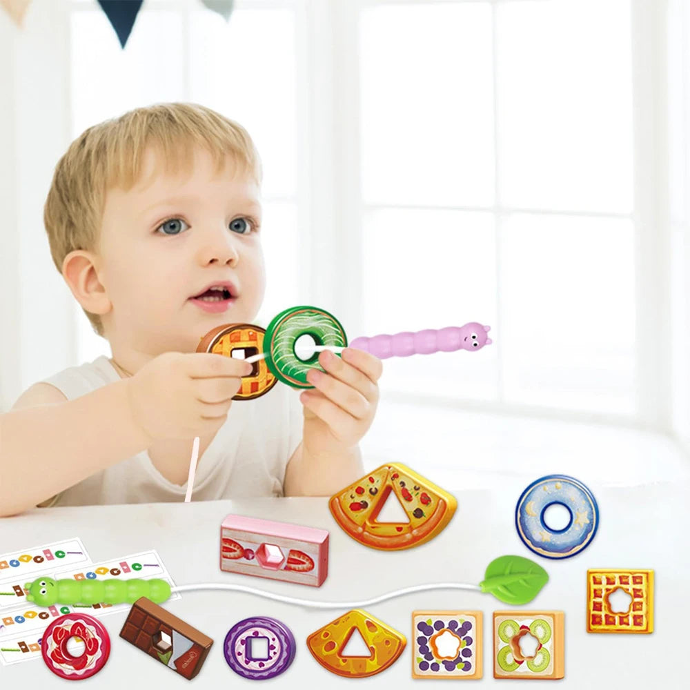 Caterpillar Fruit Stacking Toy | Threading & Sorting for Ages 3–6 Educational Stacking Toy QXL