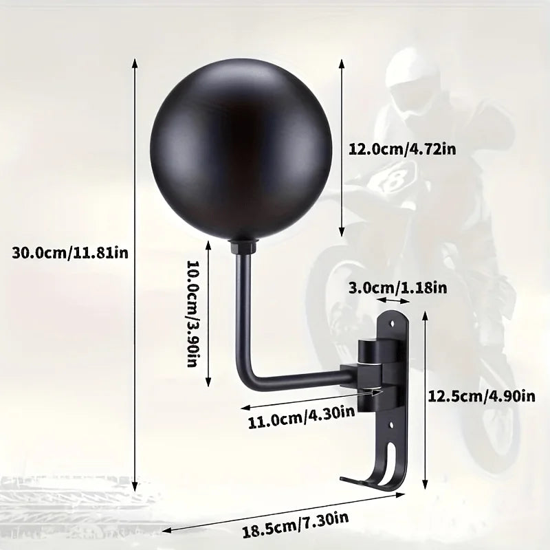Wall-Mount Metal Motorcycle Helmet Rack | 180° Rotating Hooks Helmet Wall Rack QXL