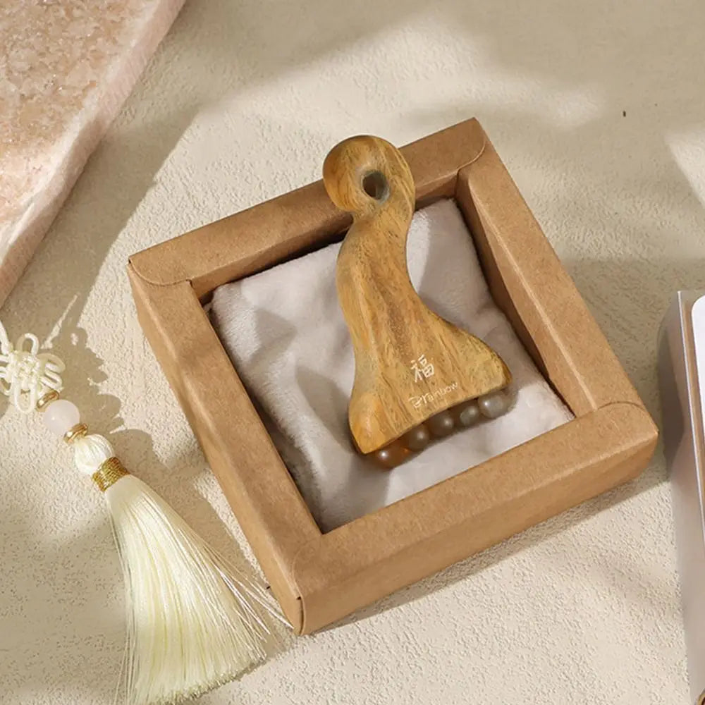 Wood & Brass Bead Gua Sha Facial Massage Scraper Tool Gua Sha Massage Tool QXL