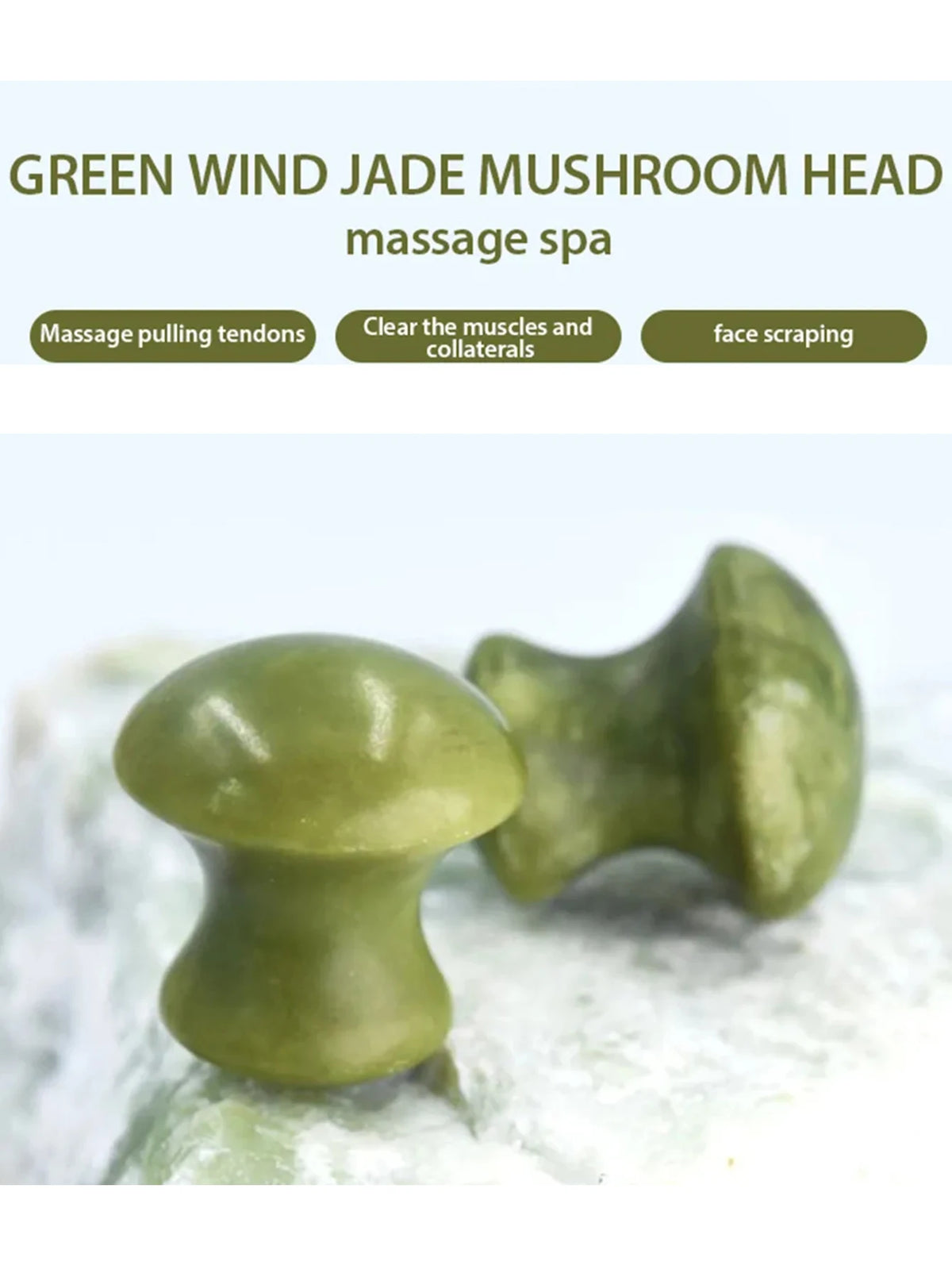 Green Quartz Mushroom Face Massager | Facial Roller Stone Facial Massage Stone QXL