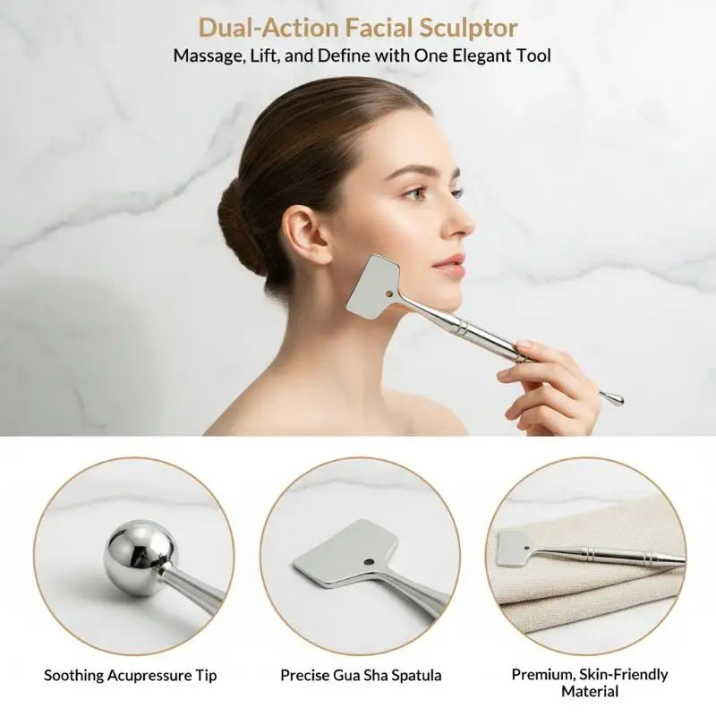 Double-Ended Facial Acupressure & Fascia Pen – Stainless Steel Facial Massage Tool QXL