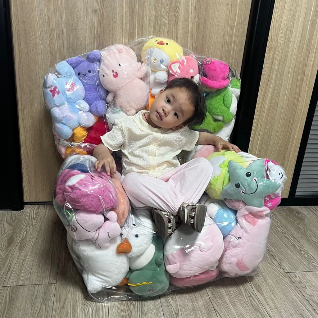 Clear Stuffed Animal Bean Bag Storage Chair Cover | PVC Organizer Toy Storage Organizer QXL