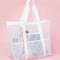 Large Mesh Beach Bag Tote – 8 Pockets, Quick-Dry Pool Organizer Mesh Beach Tote QXL G