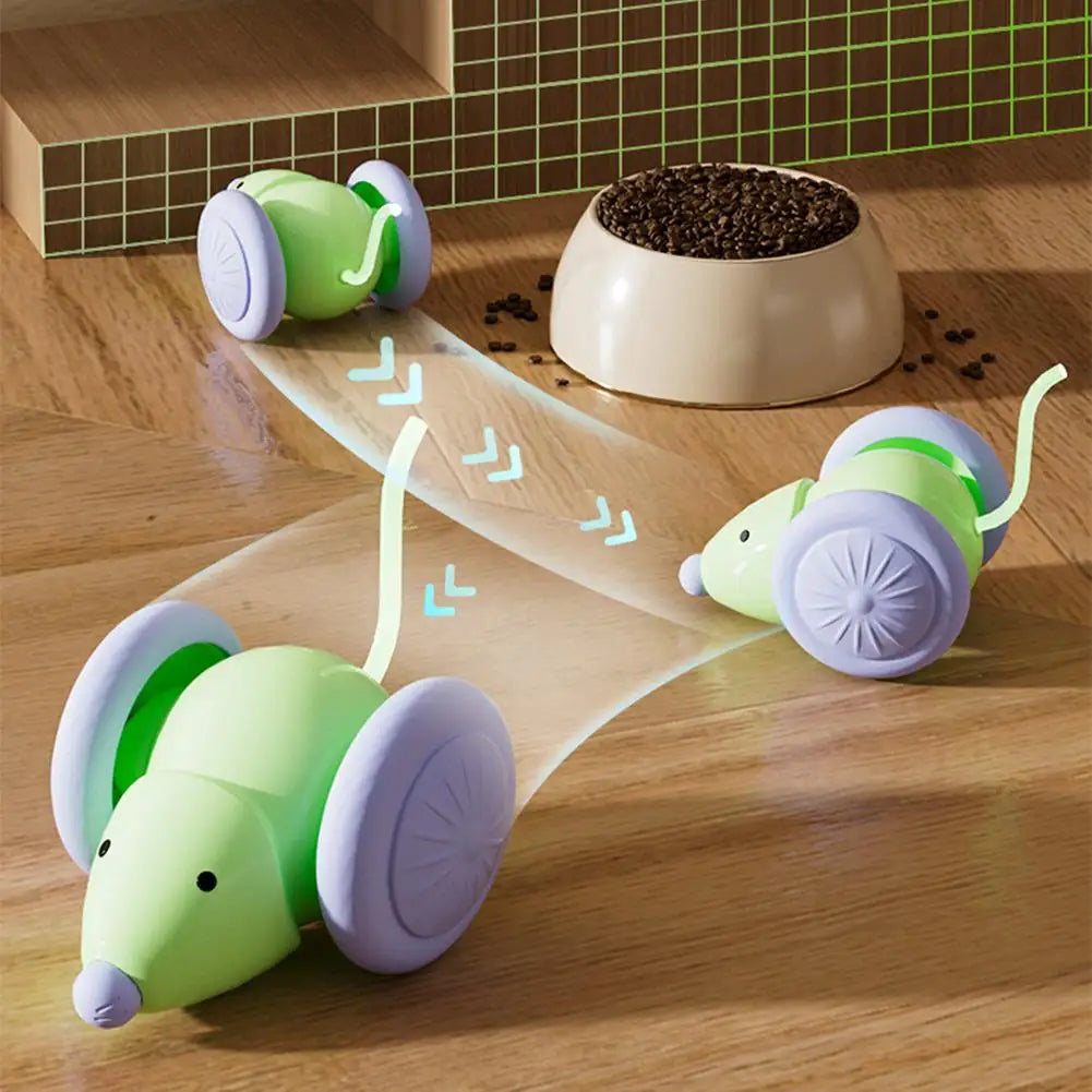 USB Rechargeable Automatic Moving Mouse Cat Toy with Lights Interactive Cat Toy QXL
