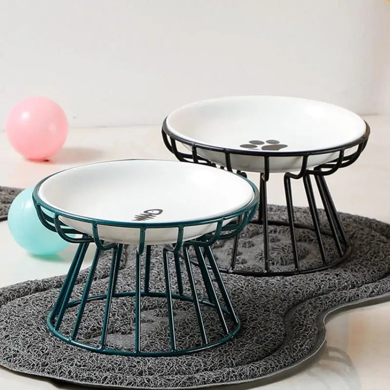 Ceramic Elevated Pet Bowl with Metal Stand | Cats & Dogs Elevated Pet Bowl QXL