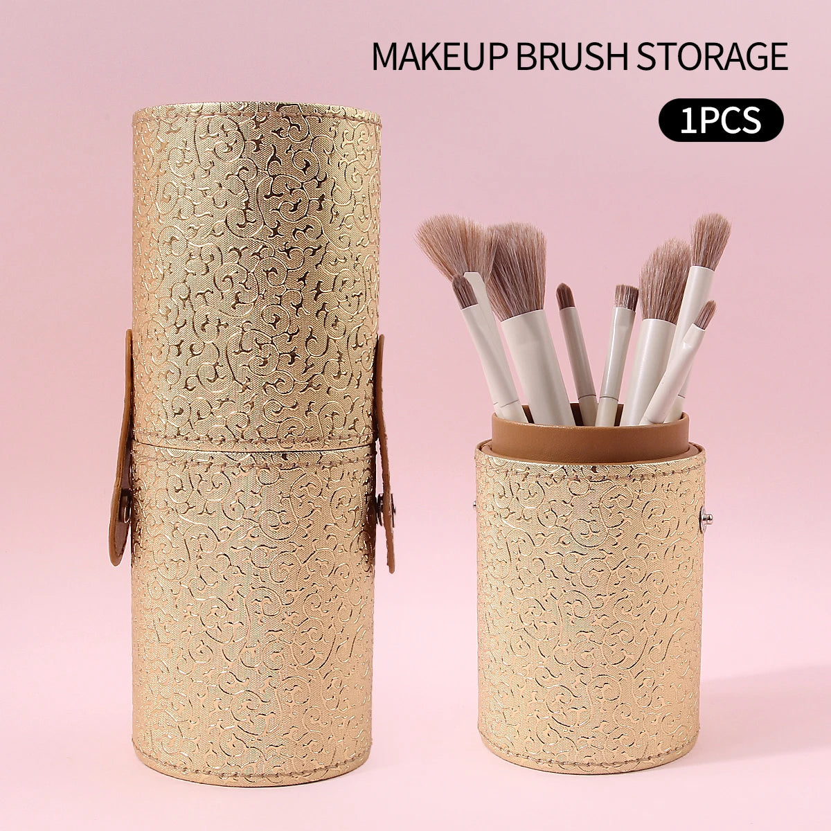 KOSSHOW Gold Makeup Brush Holder – Dustproof Large Brush Pot Makeup Brush Holder QXL Gold