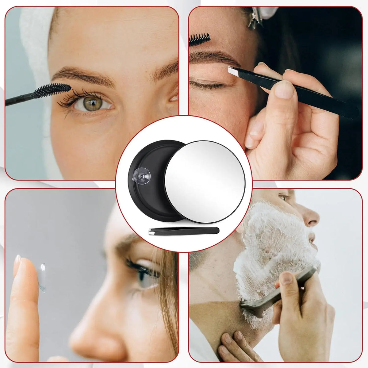 10X Magnifying Makeup Mirror & Tweezers Set – 6" Travel Magnifying Makeup Mirror QXL