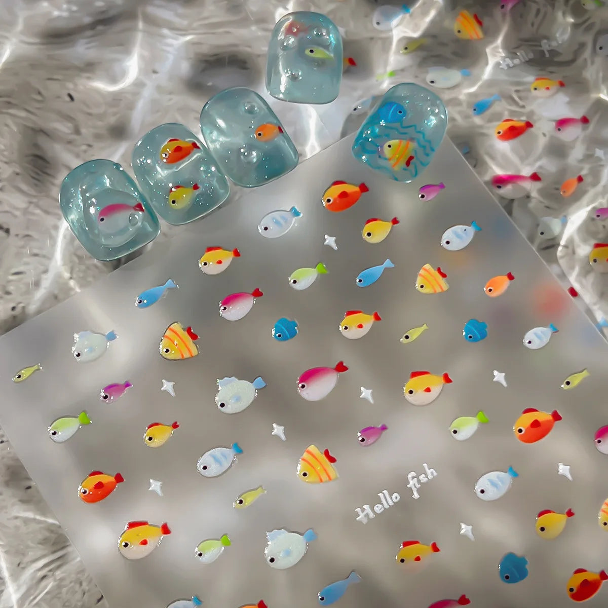 5D Ocean Fish Nail Stickers | Colorful Self-Adhesive Decals Nail Art Stickers QXL