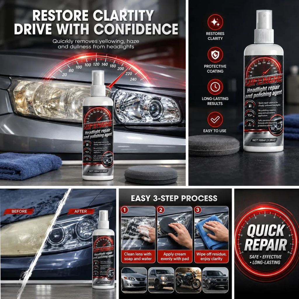 Car Headlight Restoration Kit | Polishing & Cleaning Paste Headlight Restoration Kit QXL