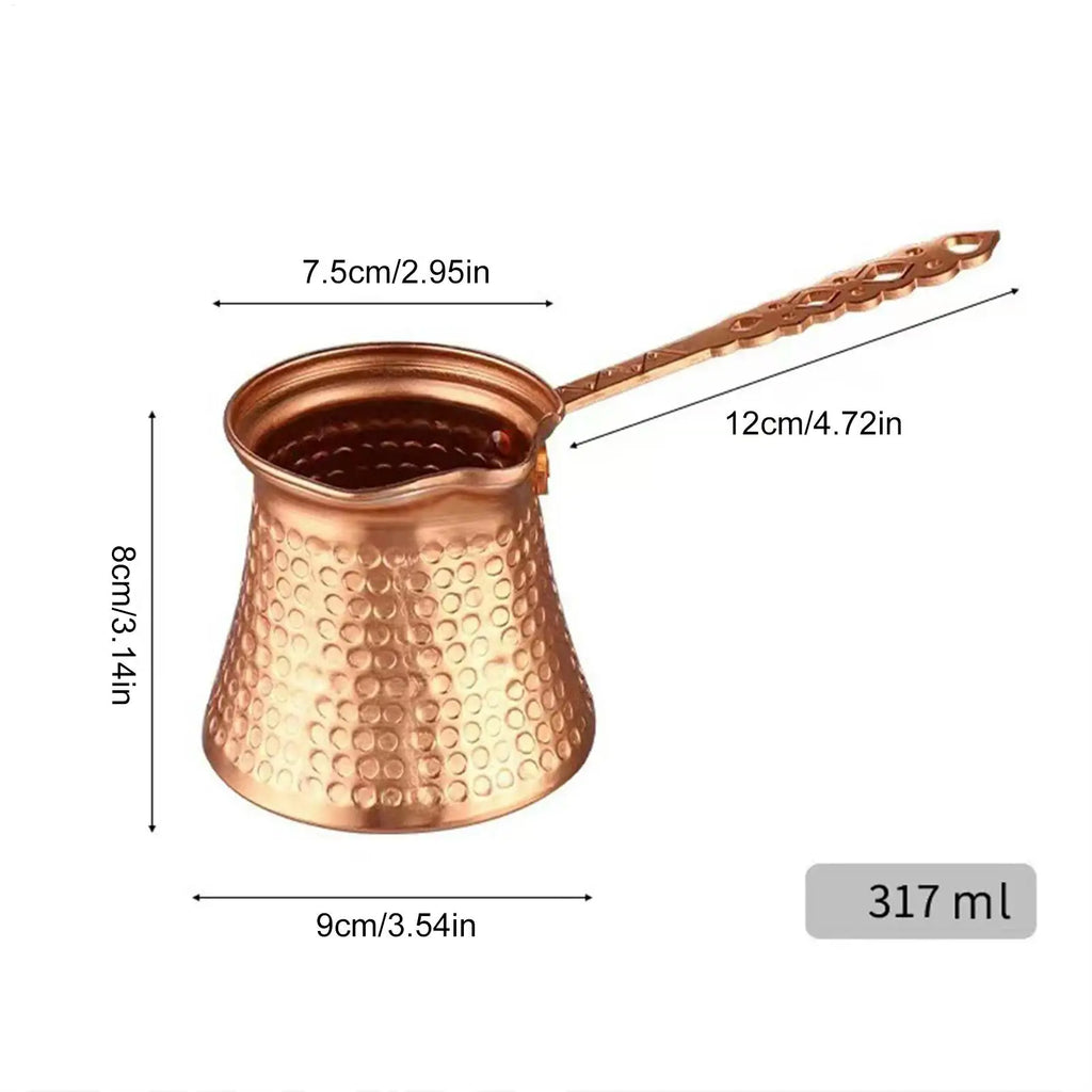 Vintage Turkish Coffee Pot | Long Handle Copper-Plated 600ml Turkish Coffee Pot QXL