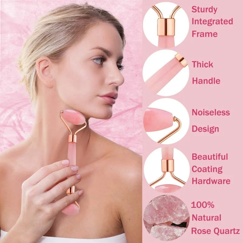 Heart-Shaped Gua Sha & Facial Roller Set – 2-Pc Skincare Kit Gua Sha Roller Set QXL