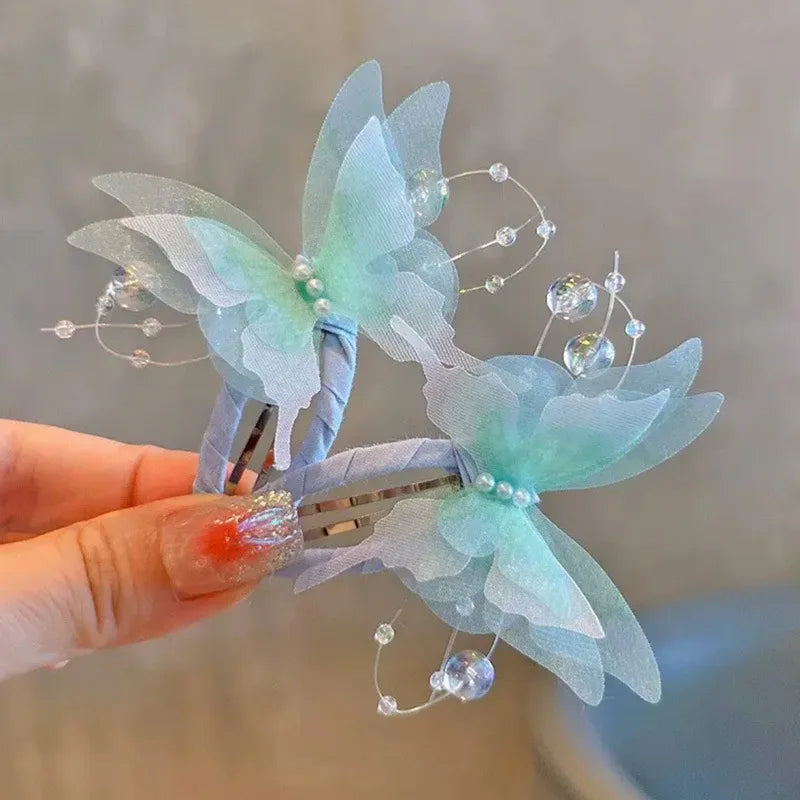 2-Pack Girls Butterfly Pearl Hair Clips | Shiny BB Hairpins Girls Hair Clips QXL