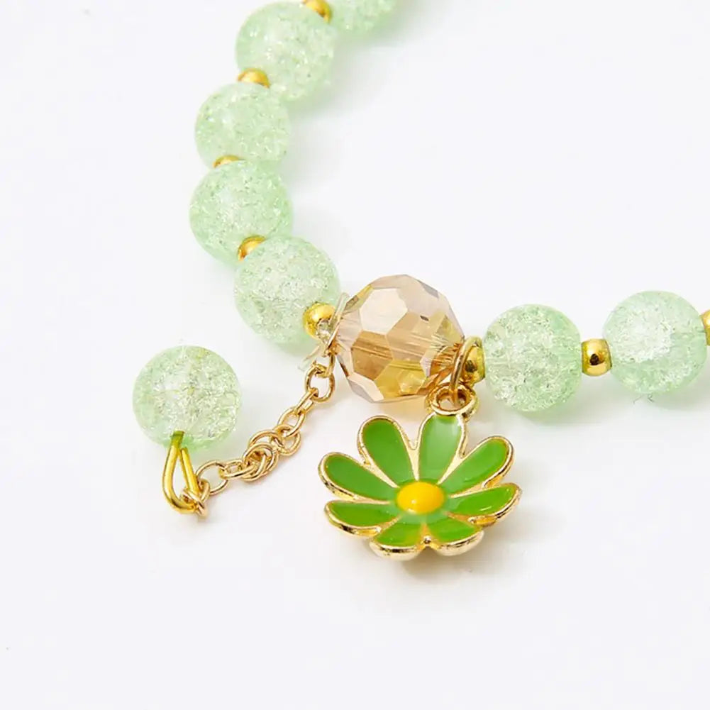 Daisy Flower Beaded Bracelet | Bohemian Crystal Elastic Women Beaded Bracelet QXL