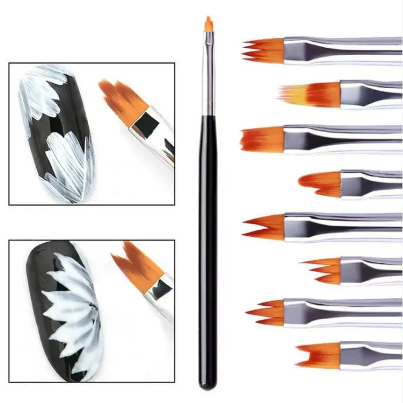 8-Piece Nail Art Brush Set | Gradient, Petal & Smudge Pens Nail Art Brush Set QXL