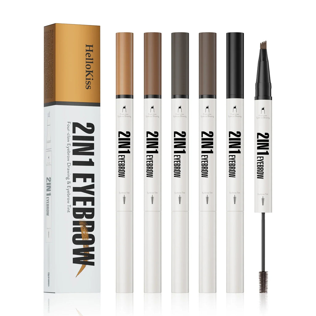 Hello Kiss 2-in-1 Four-Claw Eyebrow Pen | Waterproof Liquid Liquid Eyebrow Pen QXL