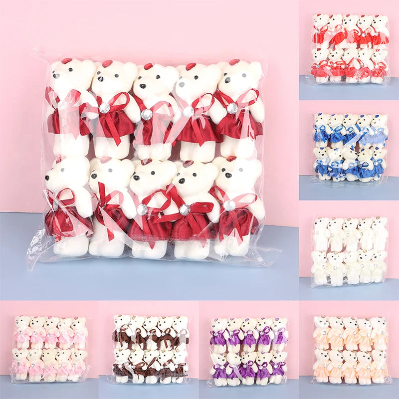 10-Pack Mini Teddy Bear Bouquet Dolls | Party & Gift Decor Plush Bear Bouquet Dolls QXL