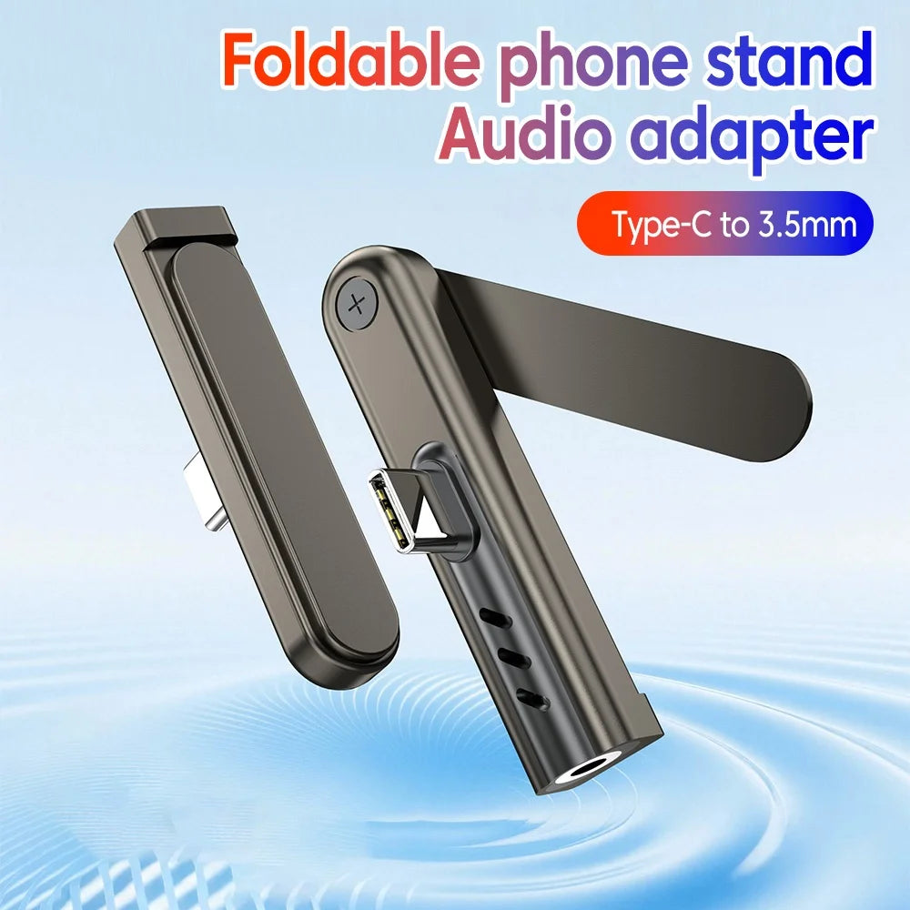 USB-C to 3.5mm Audio Adapter with Phone Stand Bracket USB-C Audio Adapter QXL
